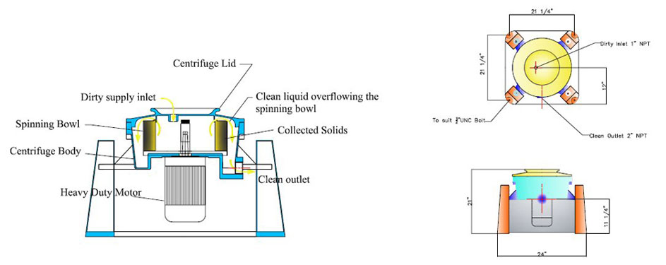 CFC-1000 Self Cleaning Centrifugal Oil Separator Schematics